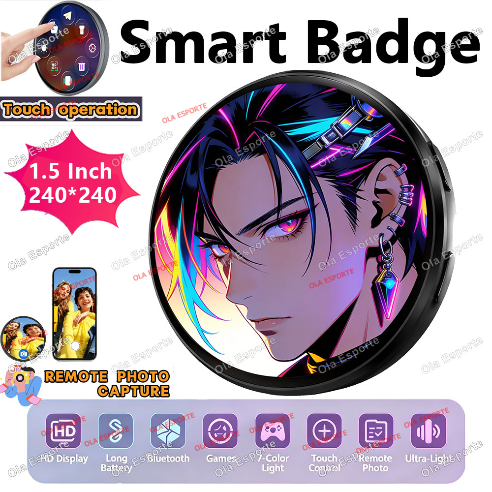 Smart Home Icon - ダイナミック電子バッジ アニメHDタッチデジタルディスプレイ画面 Bluetooth Eバッジ Eバッジ用画像/GIF/動画アップロード対応バッジ 2026