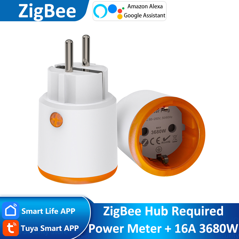 Smart Home Europe - Zigbee-インテリジェントホームパワーモニタリングプラグ,Alexa, Google, Home Assistant,Smartthings Hub, 16A,