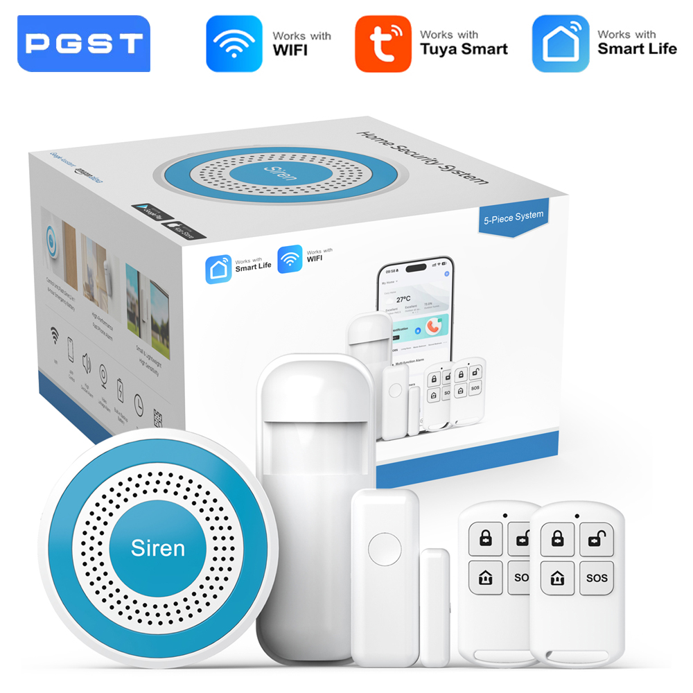 Smart Home Demo Kit - PGST WiFi スマートライフアラームセキュリティシステムキット Tuya Alexa ホームオートメーションアラームセキュリティ保護