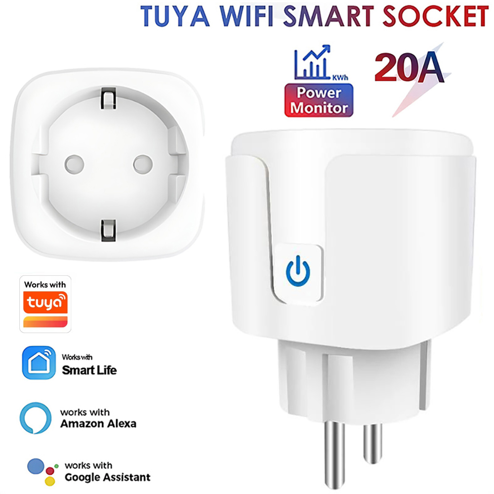 Smart Home Europe - Tuya Smart Lifeアプリ対応 Wifiプラグ 20Aスマートソケット EU電力モニター
