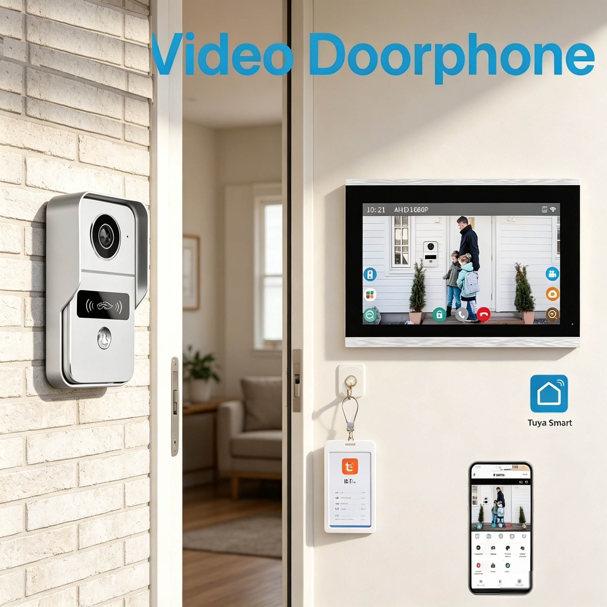 Video Doorbell - ドアインターホン ドアベル、10.1インチ、1080P HDカラー、CMOS、WiFi＆Tuyaアプリ、ナイトビジョン付きIR CCTVカメラ、ビデオ＆通話機能