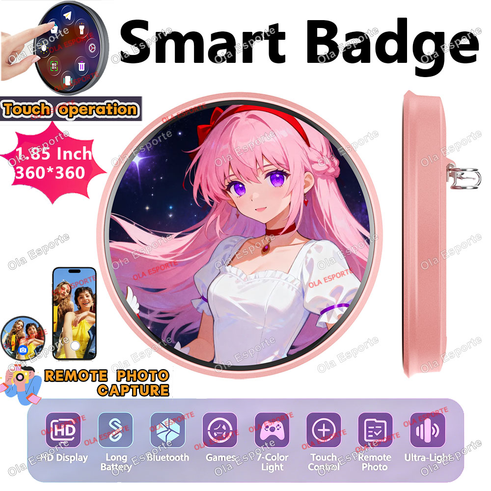 Smart Home Icon - 2026年新作アニメ電子バッジディスプレイピンHDタッチスクリーンLEDボタンコレクタブルサイバーダイナミックギフト（オタクファンや友達向け）