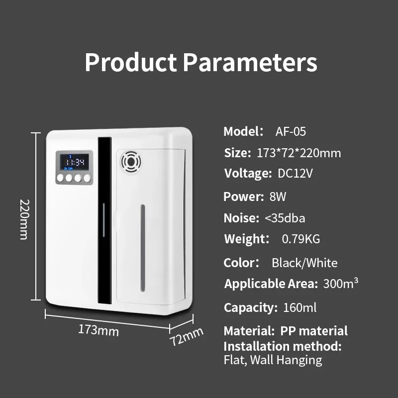 Smart Humidifier - NAMSTE 300m³ スマートエッセンシャルオイルアロマディフューザー Bluetooth 水なし壁掛けアロマセラピーマシン 200ml