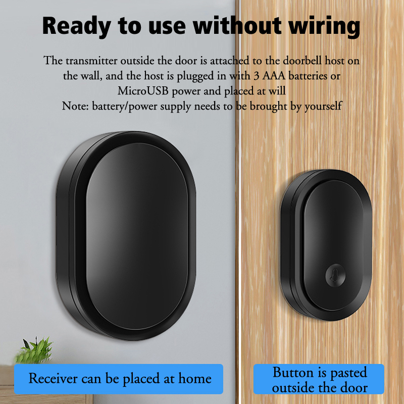 Smart Home Demo Kit - ブラックホーム防水 USB またはバッテリー駆動ワイヤレスドアベル 300 メートルスマートホームドアベルチャイムキット LED