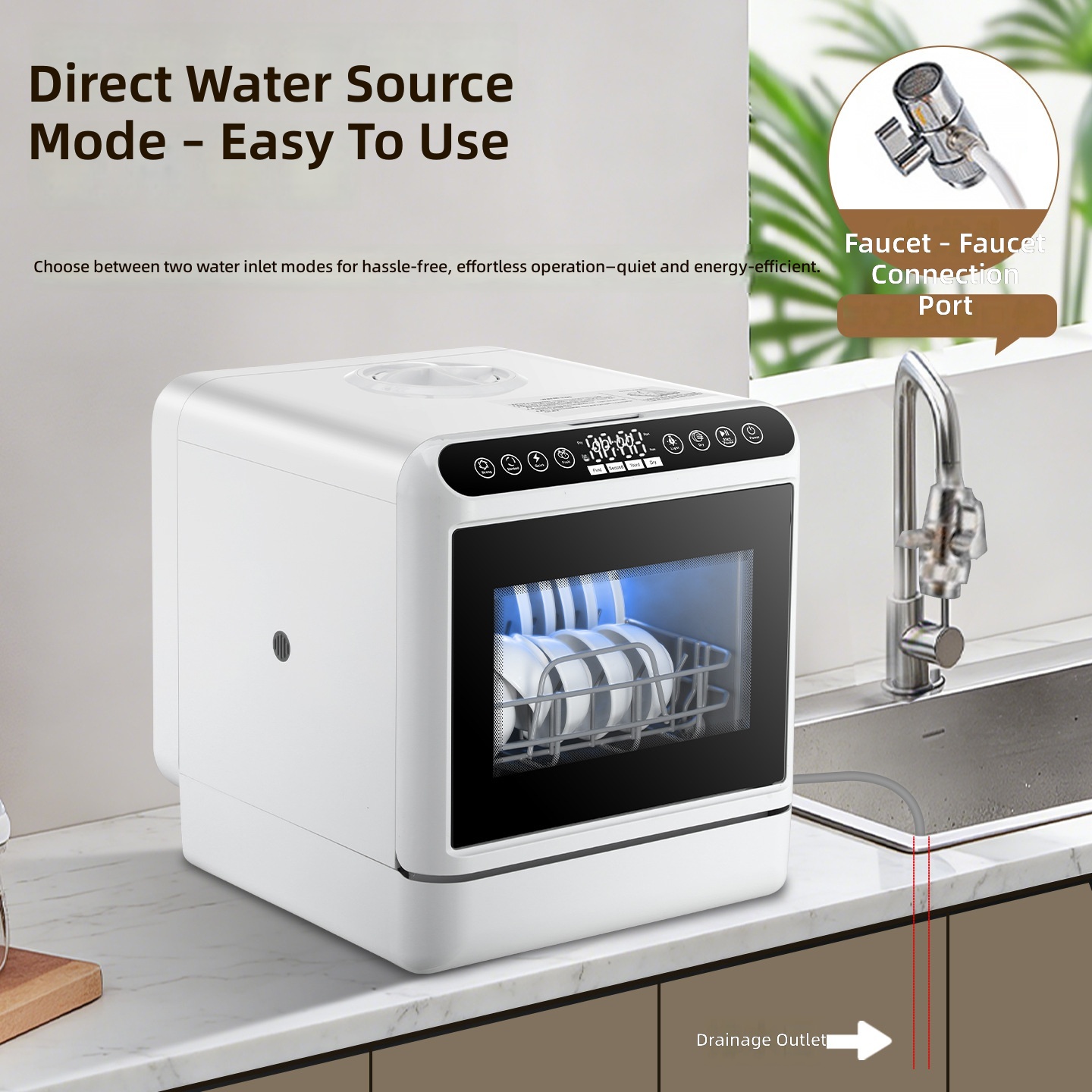 食器洗い機、220V英国プラグ、大容量、2-in-1高温洗浄 - Smart Home Ac のレビューと価格