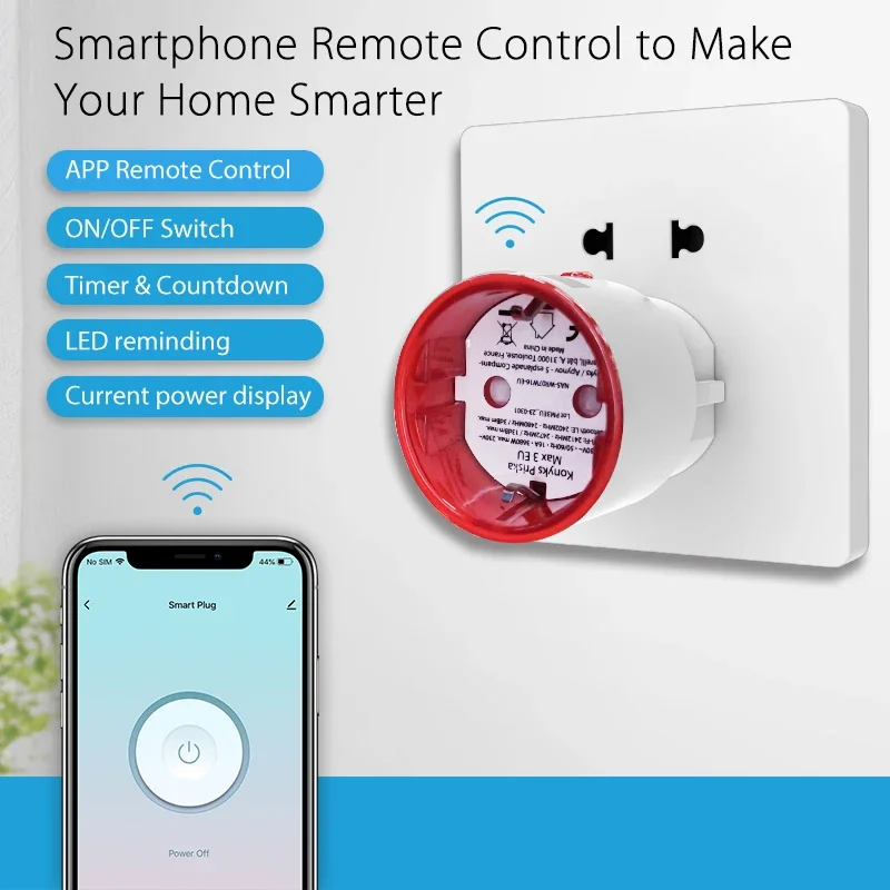 Tuya WiFi スマートプラグソケット EU 電力監視機 - Smart Home Europe のレビューと価格
