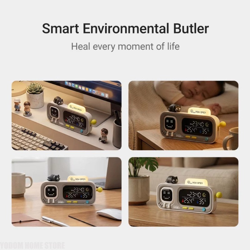 LEDスマート目覚まし時計、室内温度計、湿度計、快適度アイコ - Smart Home Icon のレビューと価格