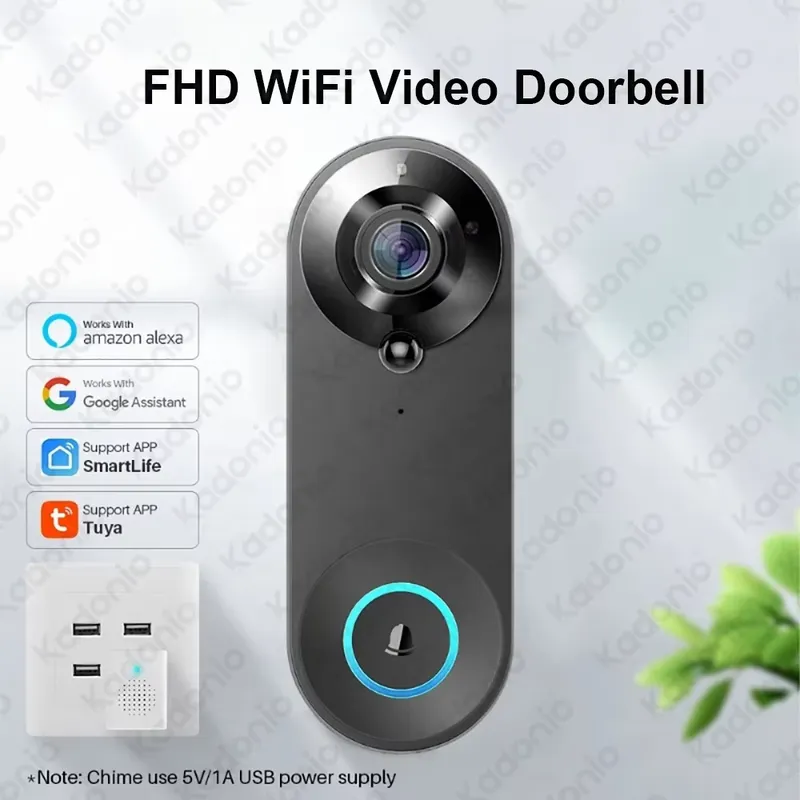 Kadonio 1080P WiFi ビデオドアベル PIR - Video Doorbell のレビューと価格