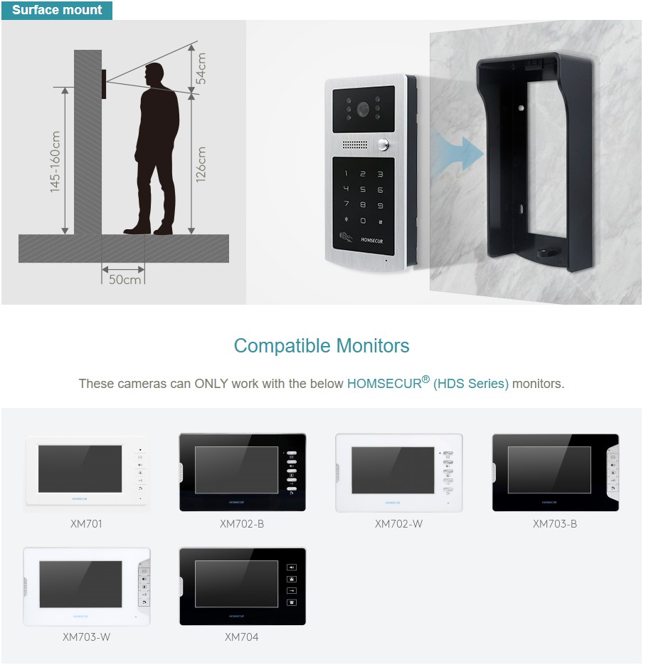 HOMSECUR XC004-S 屋外カメラ RFID コー - Video Doorbell のレビューと価格