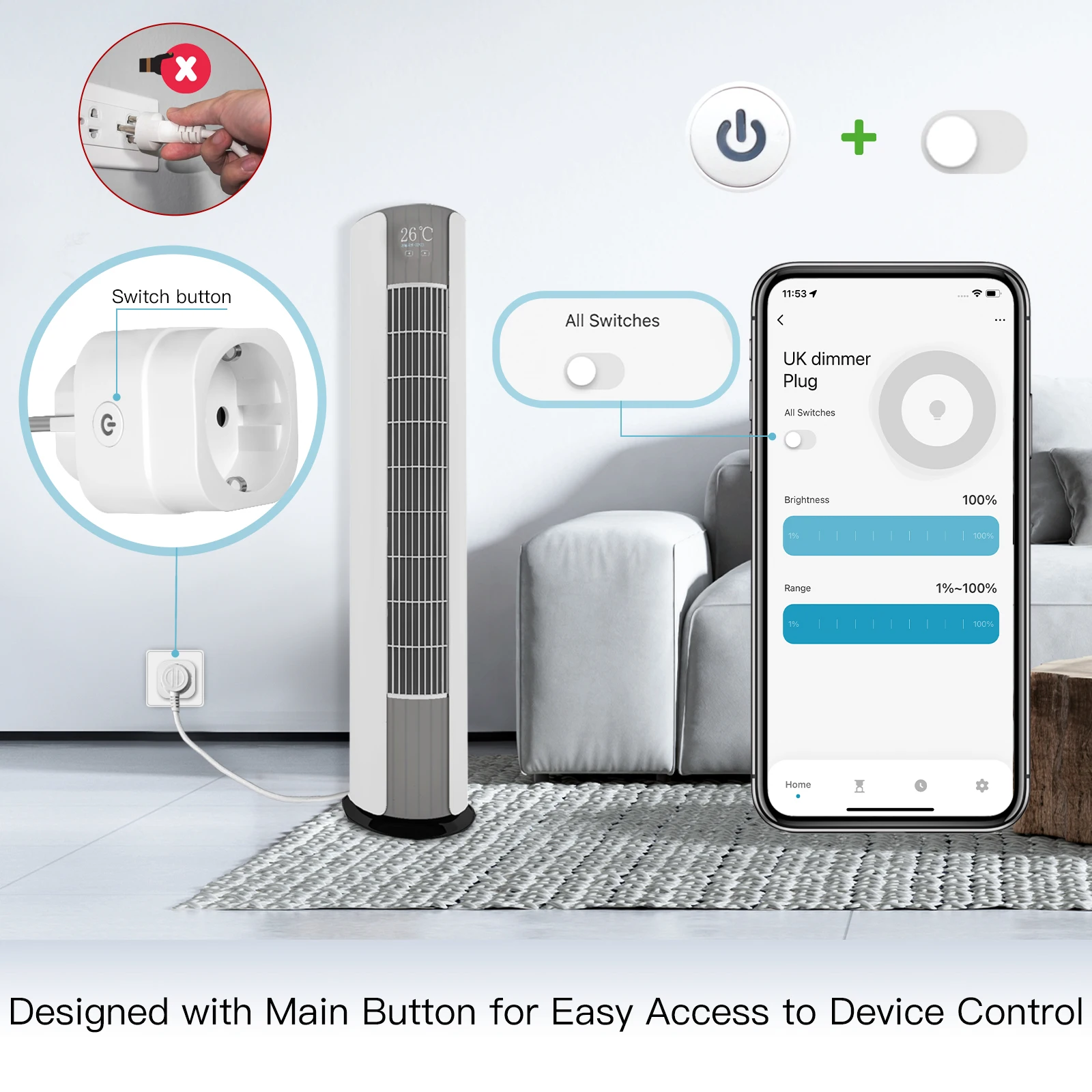 MOES Tuya WiFi スマートプラグ 調光可能な電源 - Smart Home Europe のレビューと価格